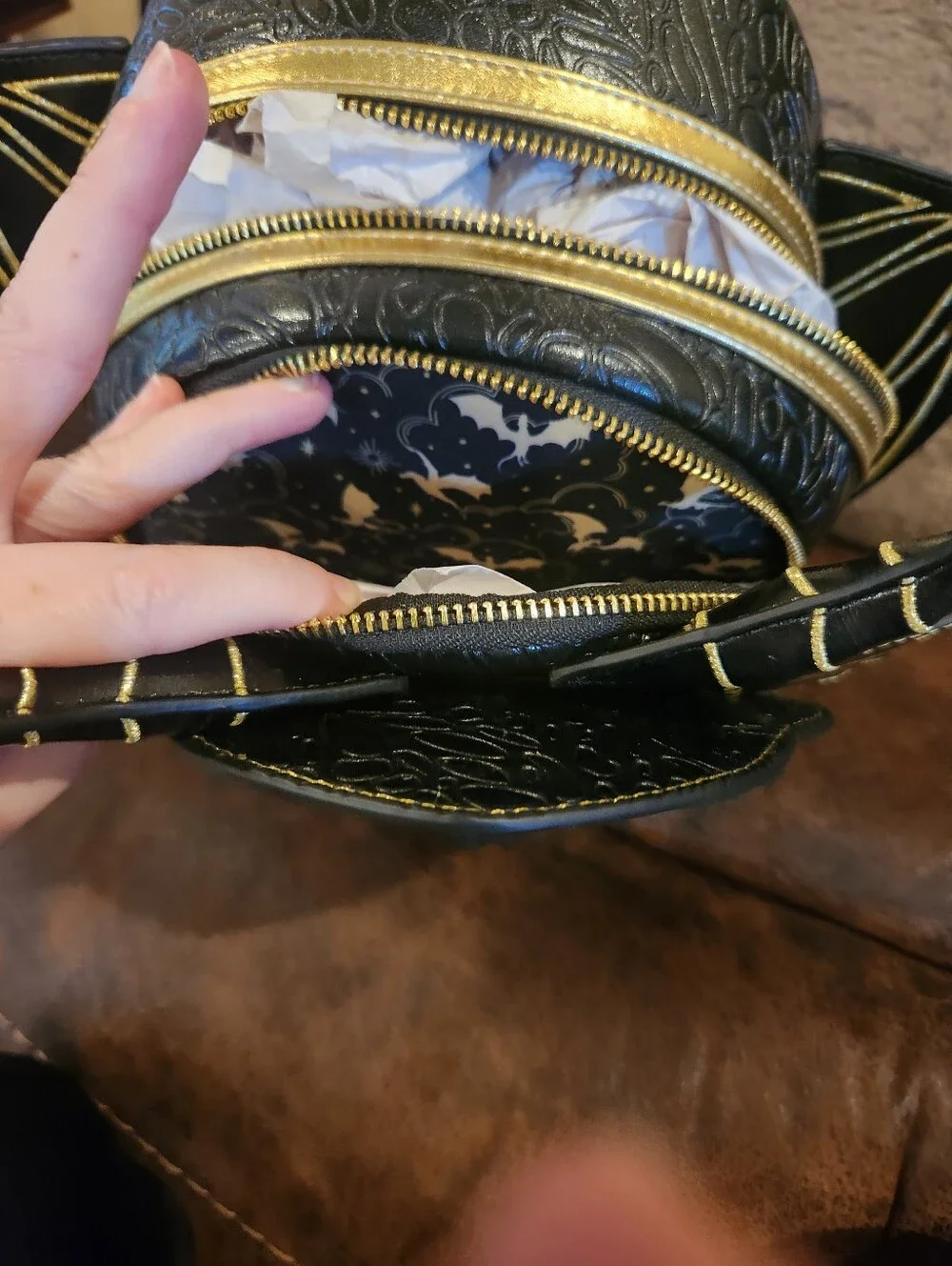 Disney Loungefly Black Gold Dragon Mini Backpack, NWT